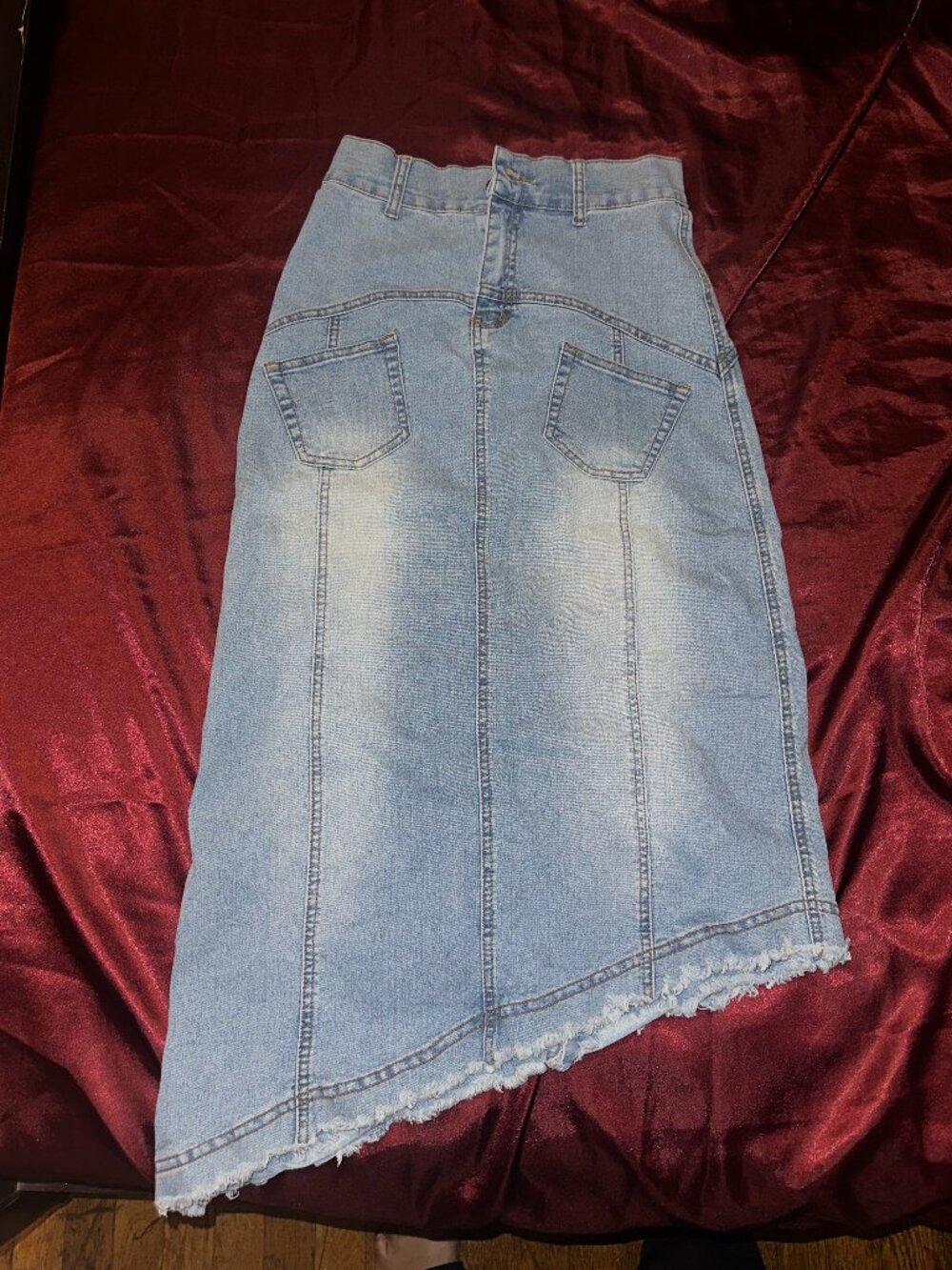 Vintage Light Blue Denim Midi Skirt